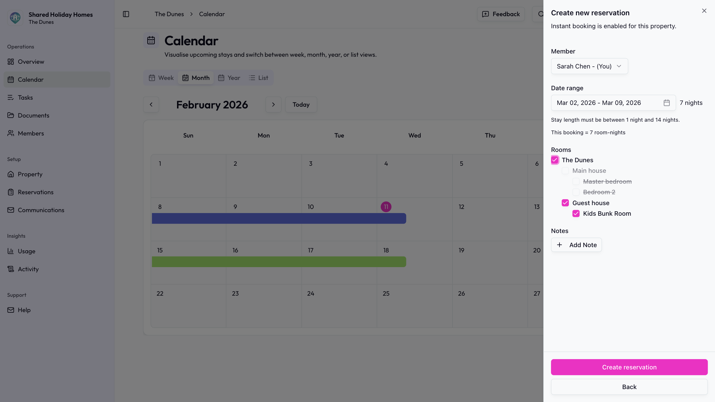 Shared Holiday Homes product screenshot for November 2025