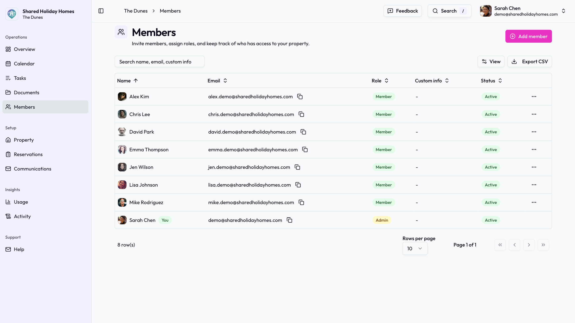 Shared Holiday Homes product screenshot for May 2026