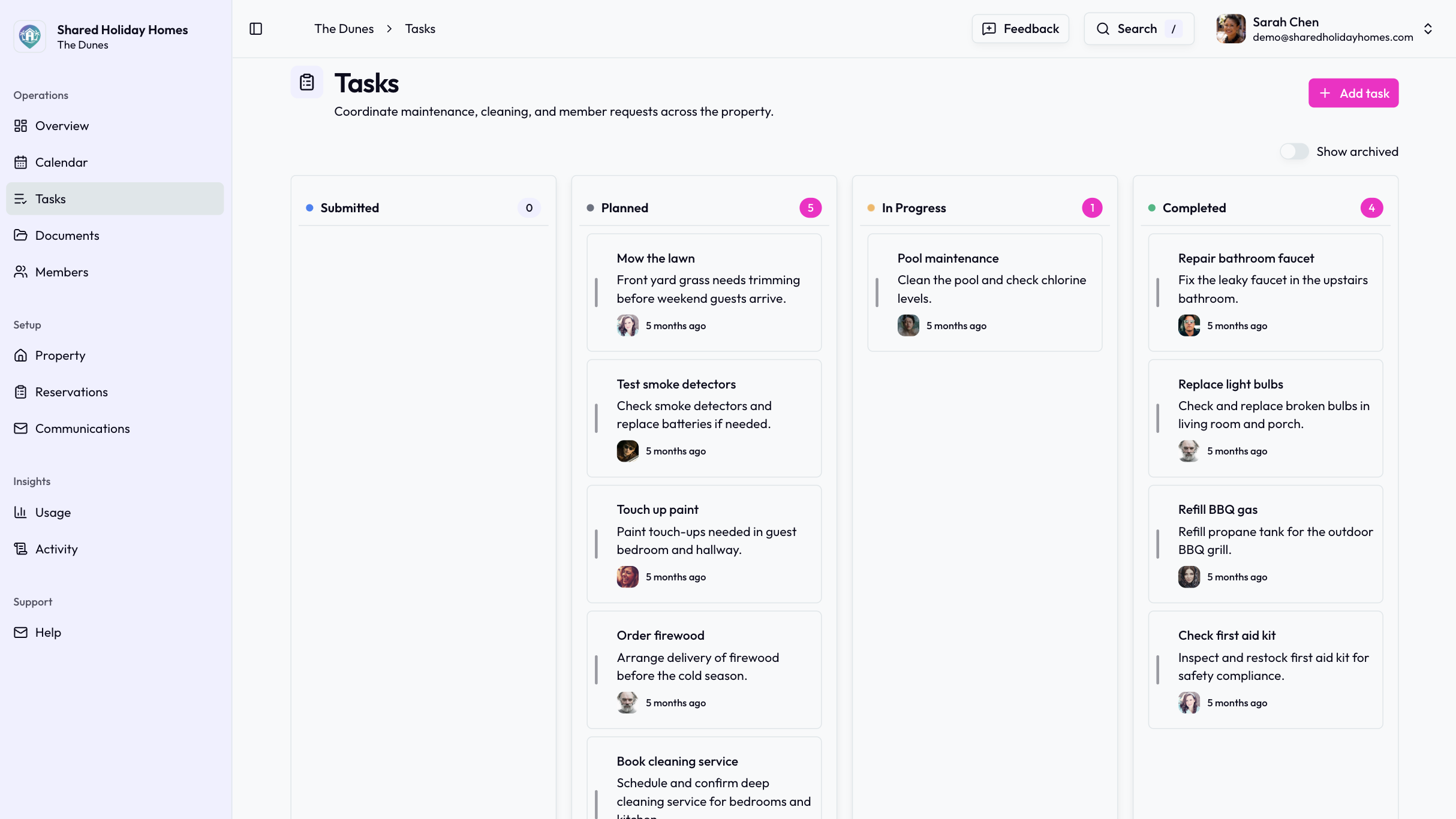 Shared Holiday Homes product screenshot for June 2026