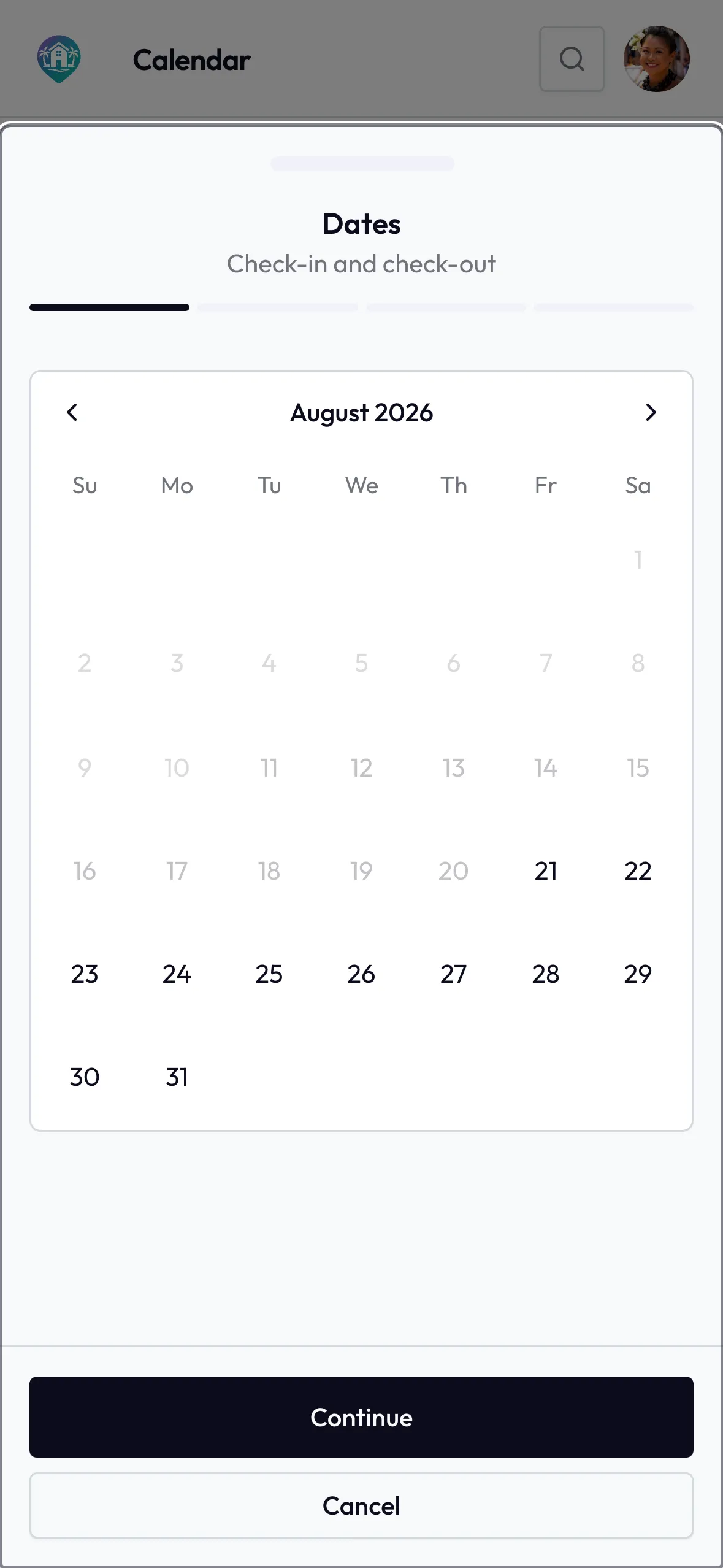 New holiday home booking form with rooms, dates, and guests